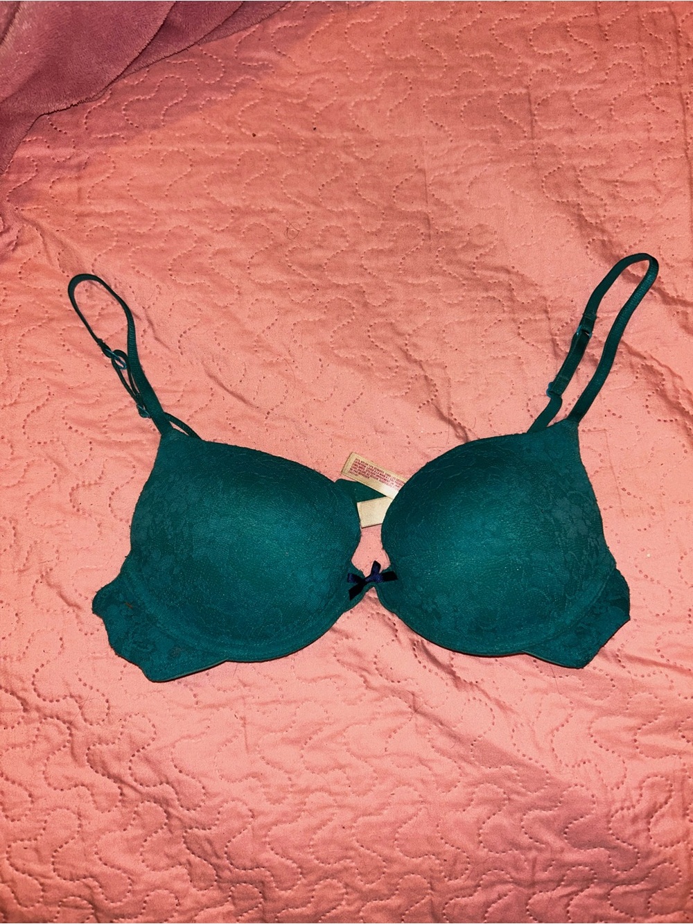 Xhilaration Teal Lace Push-Up Bra with Bow Accent